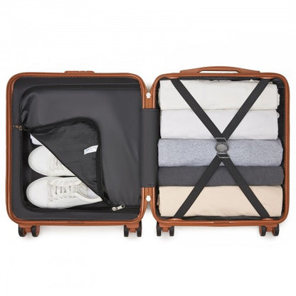 KSK2596 - Kono 16 Inch ABS Hard Shell Under-Seat Cabin Suitcase with Spinner Wheels - Black And Brown