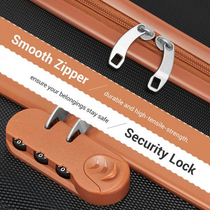 KSK2596 - Kono 16 Inch ABS Hard Shell Under-Seat Cabin Suitcase with Spinner Wheels - Black And Brown