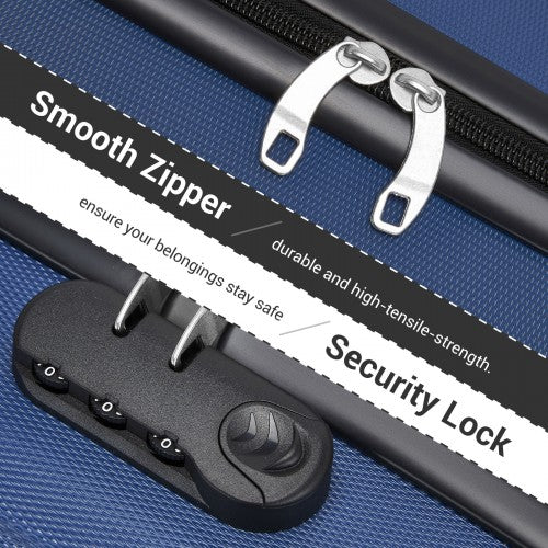 KSK2596 - Kono 16 Inch ABS Hard Shell Under-Seat Cabin Suitcase with Spinner Wheels - Navy