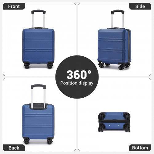 KSK2596 - Kono 16 Inch ABS Hard Shell Under-Seat Cabin Suitcase with Spinner Wheels - Navy