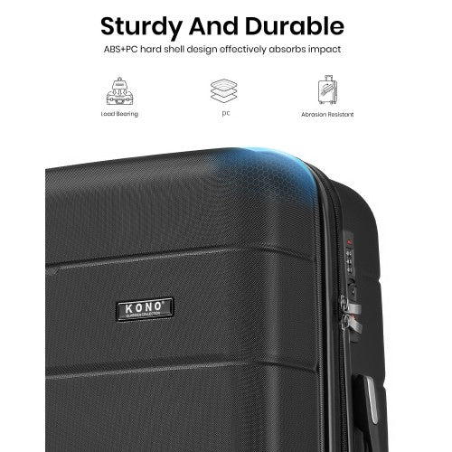 KSK2694 - Kono 20 Inch PC Hard Shell Suitcase, Carry-On Luggage with Silent Wheels & Organised Interior