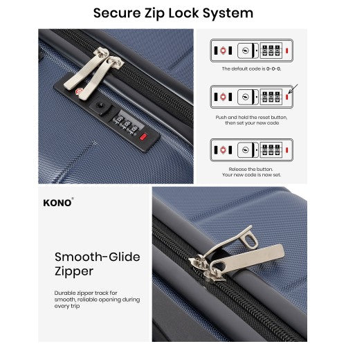 KSK2694 - Kono 24 Inch PC Hard Shell Suitcase, Check‑in Luggage with Silent Wheels & Organised Interior