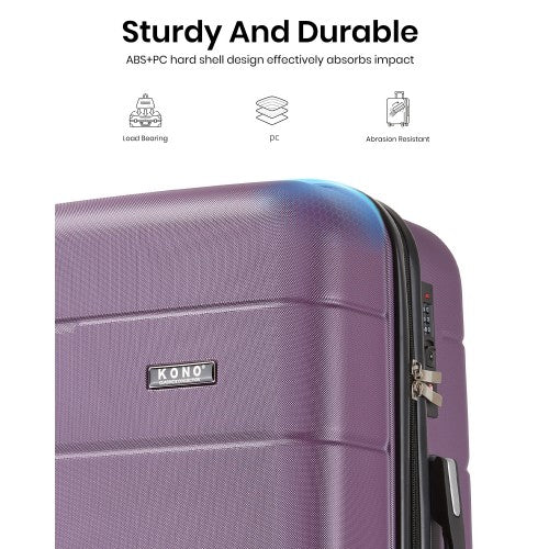 KSK2694 - Kono 24 Inch PC Hard Shell Suitcase, Check‑in Luggage with Silent Wheels & Organised Interior