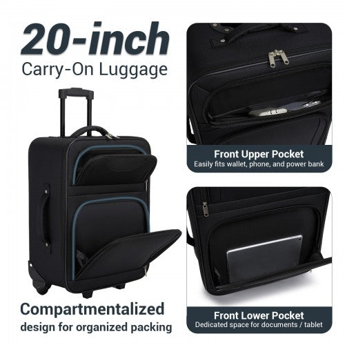 KSN2586 20-inch black luggage set – detail view 8