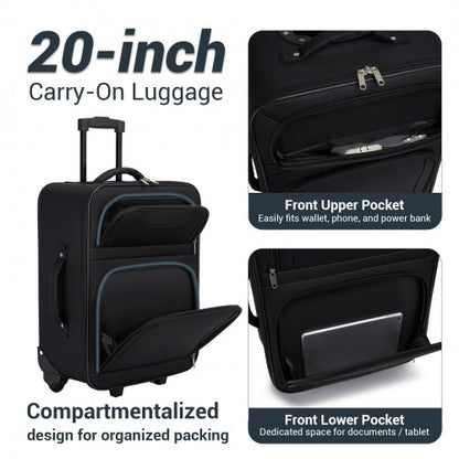 KSN2586 20-inch black luggage set – detail view 8