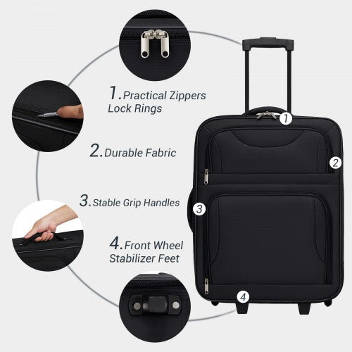 KSN2586 20-inch black luggage set – detail view 5