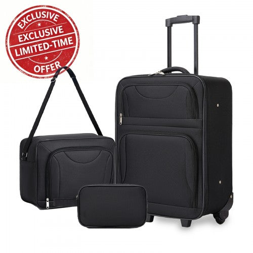 KSN2586 20-inch black luggage set – front view