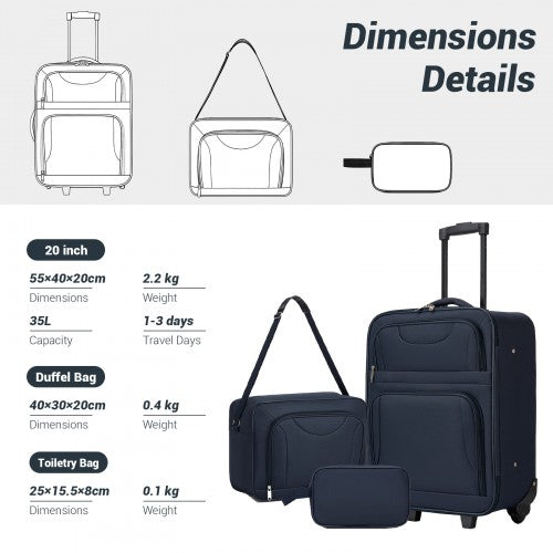 KSN2586 20-inch navy luggage set – detail view 4