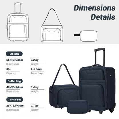 KSN2586 20-inch navy luggage set – detail view 4