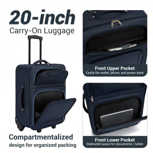 KSN2586 20-inch navy luggage set – detail view 8