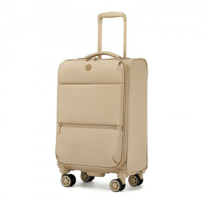 KSN2593 - 20 inch Women's Lightweight Softshell Suitcase with Spinner Wheels and Spacious Compartments - Khaki