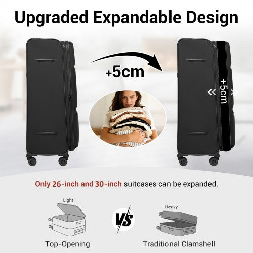 KSN2593 20/26/30-inch black luggage set – set view