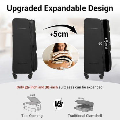 KSN2593 20/26/30-inch black luggage set – set view