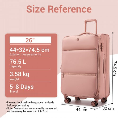 KSN2593 20/26/30-inch pink luggage set – set view