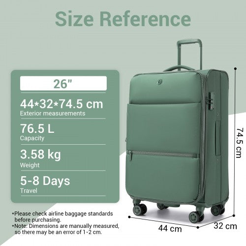 KSN2593 20/26/30-inch green luggage set – set view