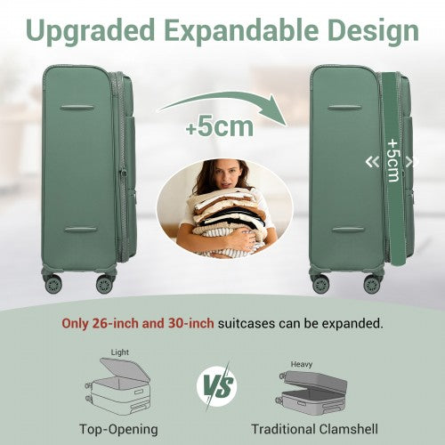 KSN2593 20/26/30-inch green luggage set – set view