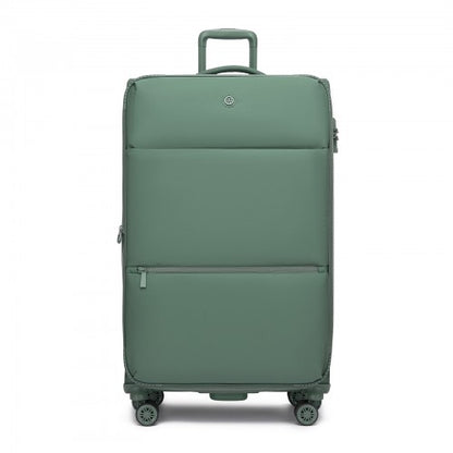 KSN2593 - 30 inch Women's Lightweight Softshell Suitcase with Spinner Wheels and Spacious Compartments - Green