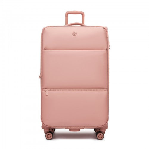 KSN2593 - 30 inch Women's Lightweight Softshell Suitcase with Spinner Wheels and Spacious Compartments - Pink
