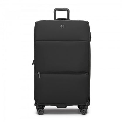 KSN2593 - 30 inch Women's Lightweight Softshell Suitcase with Spinner Wheels and Spacious Compartments - Black