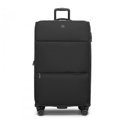 KSN2593 - 30 inch Women's Lightweight Softshell Suitcase with Spinner Wheels and Spacious Compartments - Black