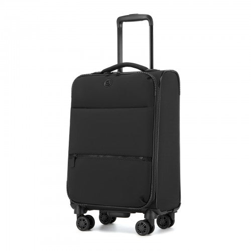 KSN2593 - 20 inch Women's Lightweight Softshell Suitcase with Spinner Wheels and Spacious Compartments - Black