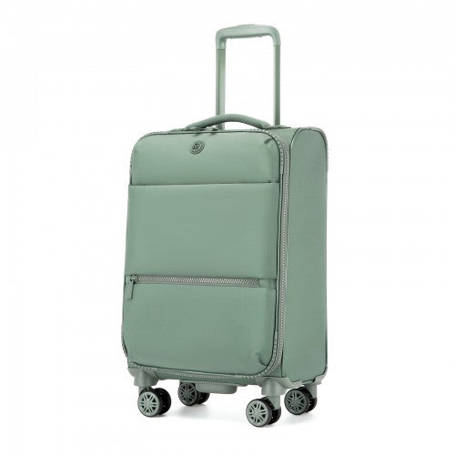 KSN2593 - 20 inch Women's Lightweight Softshell Suitcase with Spinner Wheels and Spacious Compartments - Green