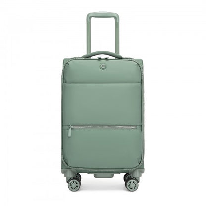KSN2593 - 20 inch Women's Lightweight Softshell Suitcase with Spinner Wheels and Spacious Compartments - Green