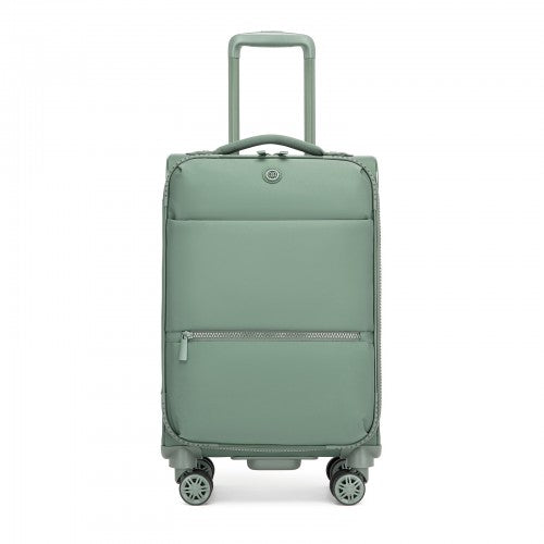 KSN2593 - 20 inch Women's Lightweight Softshell Suitcase with Spinner Wheels and Spacious Compartments - Green