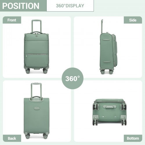 KSN2593 - 20 inch Women's Lightweight Softshell Suitcase with Spinner Wheels and Spacious Compartments - Green