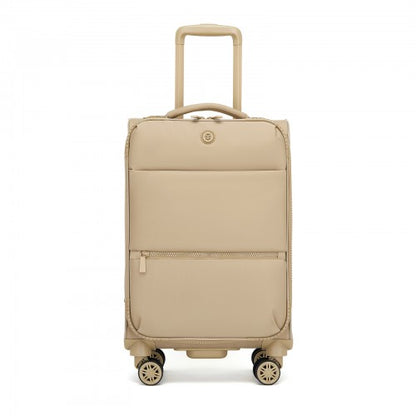 KSN2593 - 20 inch Women's Lightweight Softshell Suitcase with Spinner Wheels and Spacious Compartments - Khaki
