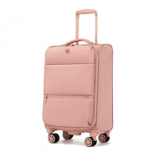 KSN2593 - 20 inch Women's Lightweight Softshell Suitcase with Spinner Wheels and Spacious Compartments - Pink