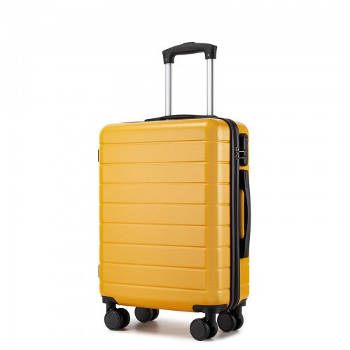 Mustard yellow 20-inch lightweight ABS hard-shell suitcase with matte finish and telescopic handle