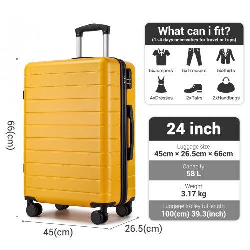 KSN2691 24-inch yellow and black suitcase – detail view 24
