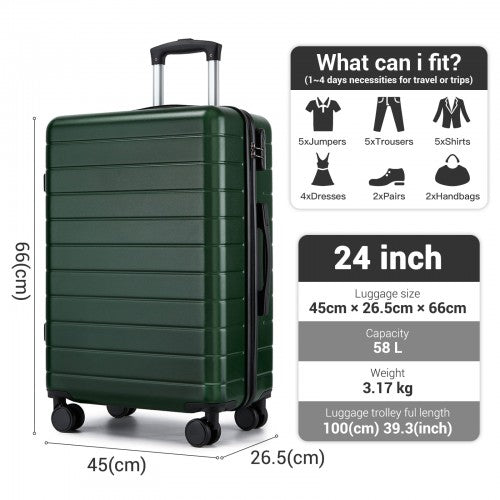 KSN2691 24-inch green and black suitcase – detail view 24