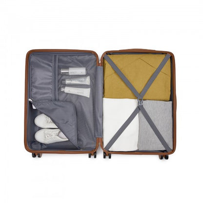 KSN2691 24-inch cream and brown suitcase – detail view 24