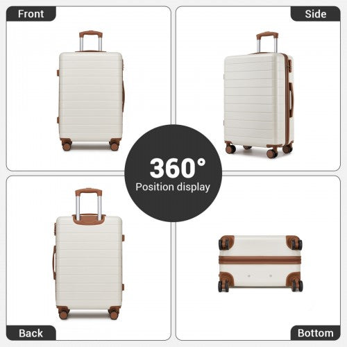 KSN2691 28-inch cream and brown suitcase – detail view 28