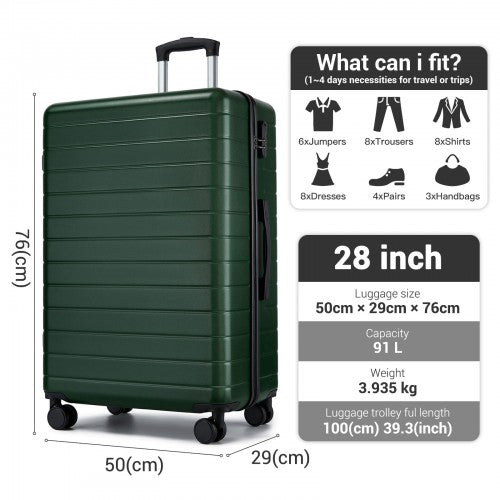 KSN2691 28-inch green suitcase – side view