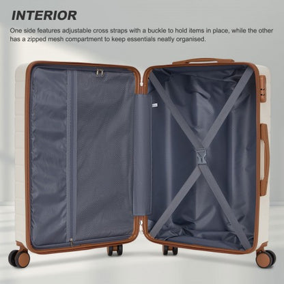 KSN2691 28-inch cream and brown suitcase – detail view 28