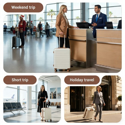KSN2691 28-inch cream and brown suitcase – detail view 28