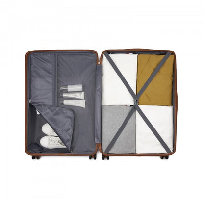 KSN2691 28-inch cream and brown suitcase – detail view 28