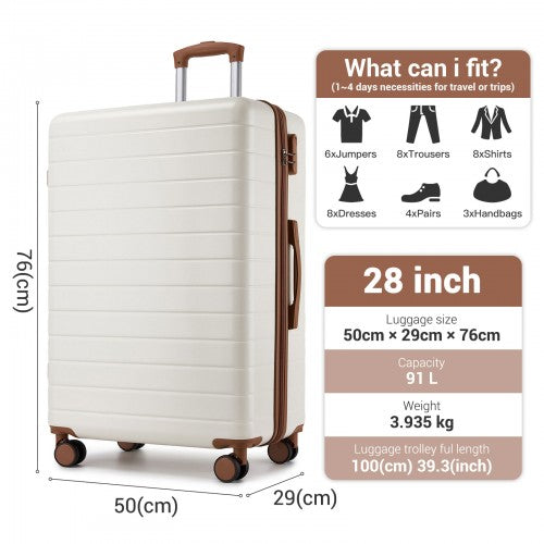KSN2691 28-inch cream and brown suitcase – detail view 28