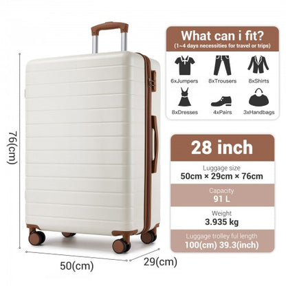 KSN2691 28-inch cream and brown suitcase – detail view 28