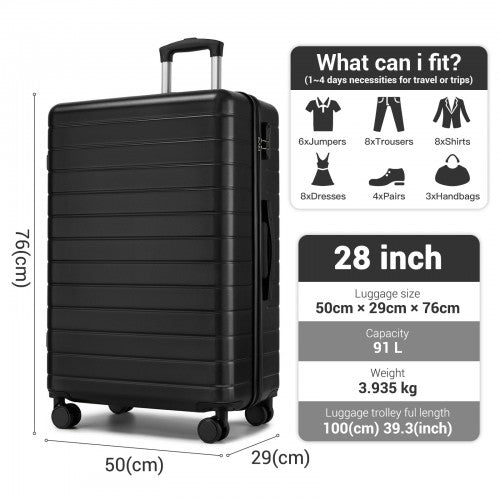 KSN2691 28-inch black suitcase – side view