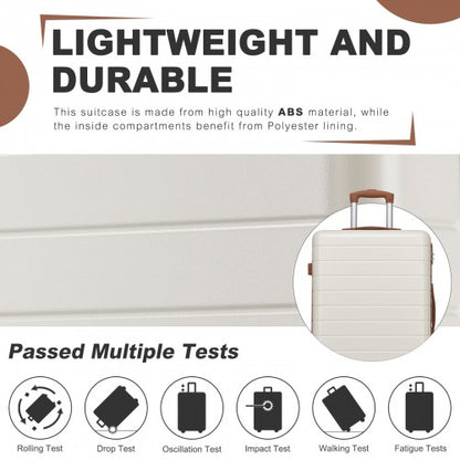 KSN2691 28-inch cream and brown suitcase – detail view 28