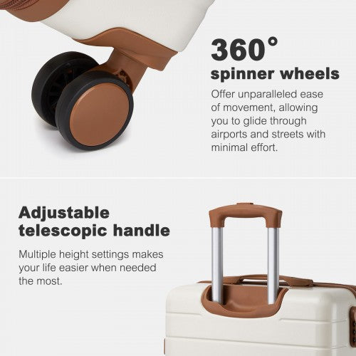 KSN2691 28-inch cream and brown suitcase – detail view 28