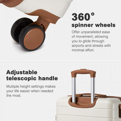 KSN2691 28-inch cream and brown suitcase – detail view 28