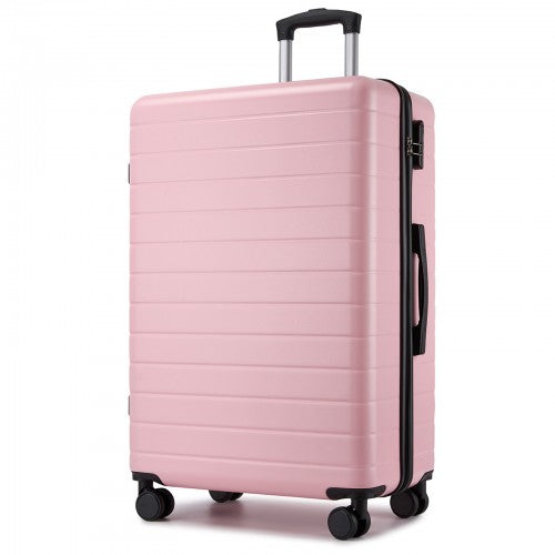 KSN2691 - 28 Inch Large Checked Luggage, Premium ABS Hard Shell Suitcase with 360 Silent Wheels & Secure Combination Lock - Pink