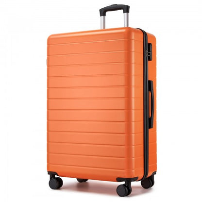 KSN2691 - 28 Inch Large Checked Luggage, Premium ABS Hard Shell Suitcase with 360 Silent Wheels & Secure Combination Lock - Orange
