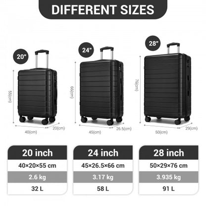KSN2691 20/24/28-inch black luggage set – set view