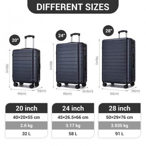 KSN2691 20/24/28-inch navy and black luggage set – set view